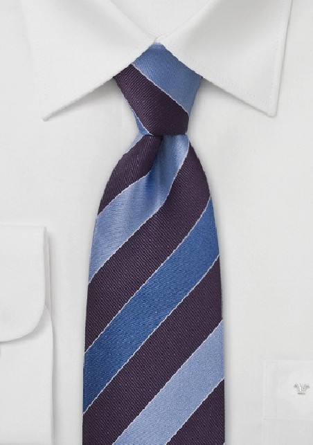 Striped Tie Dark Purple and Blue