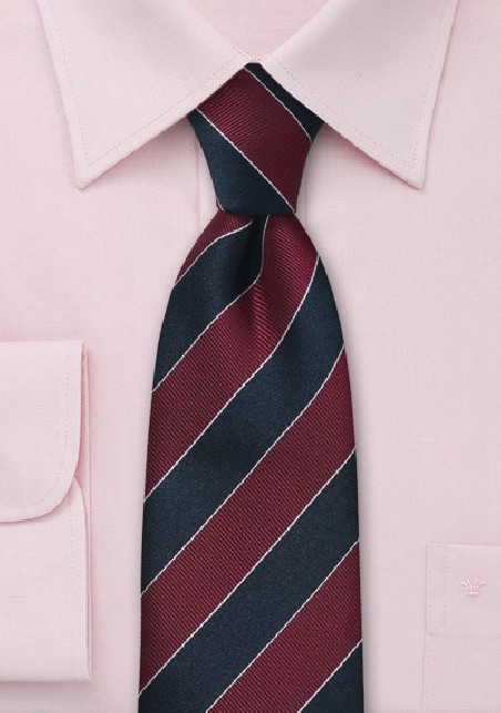 Striped Tie in Burgundy and Blue