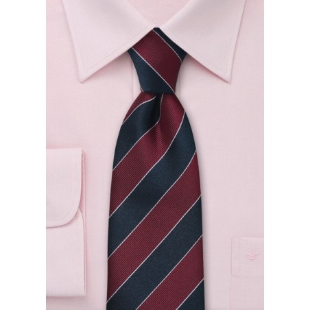Striped Tie in Burgundy and Blue
