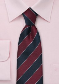 Striped Tie in Burgundy and Blue