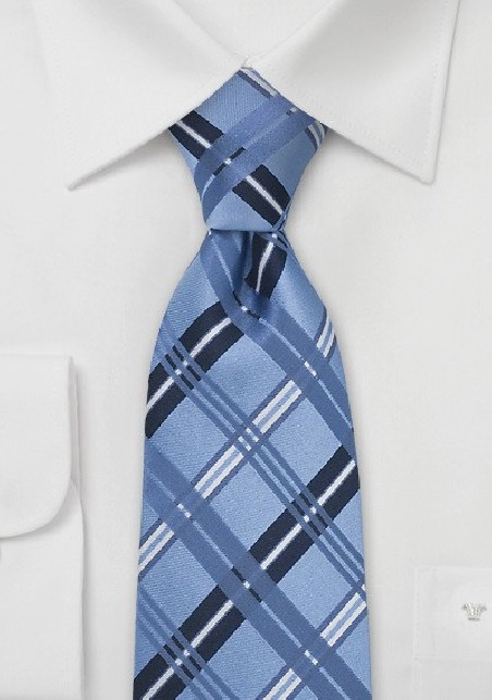 Light Blue Check Pattern Tie
