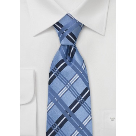 Light Blue Check Pattern Tie