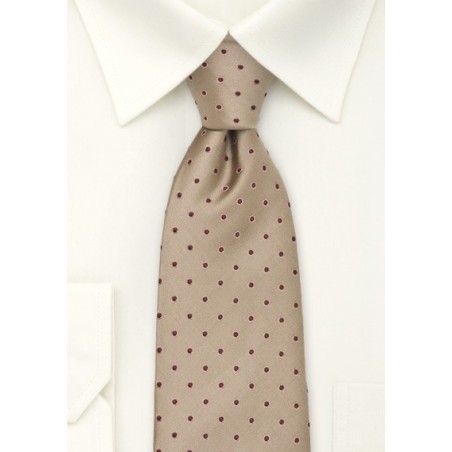 XL Golden Tan Polka Dot Tie