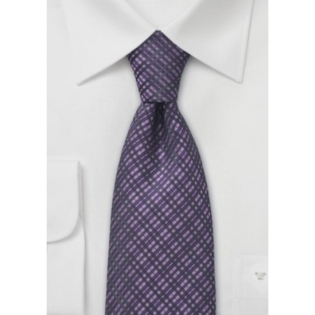 Checkered Tie in Violet-Purple