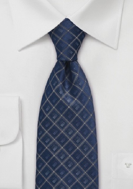 Navy and Gray Silk Tie