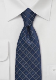 Navy and Gray Silk Tie