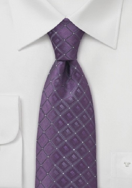 Lavender Checkered Silk Tie