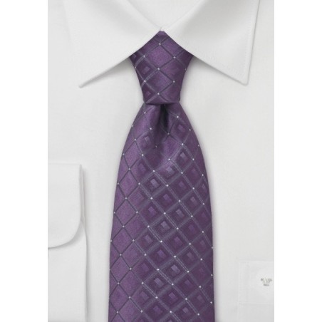 Lavender Checkered Silk Tie