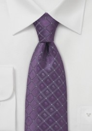 Lavender Checkered Silk Tie