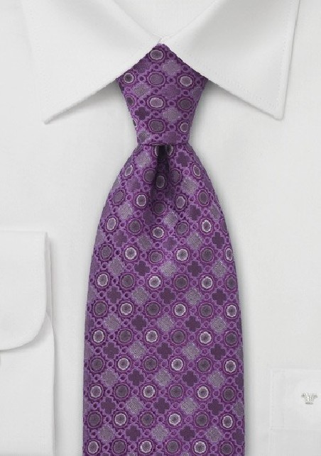 Lavender and Silver Silk Tie