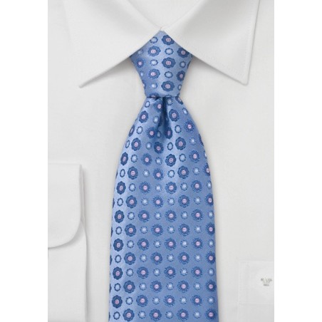 Light Blue and Pink Silk Tie