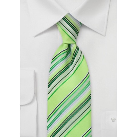 Chartreuse Green Striped Tie
