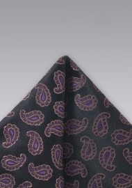 Paisley Pocket Square Black Purple