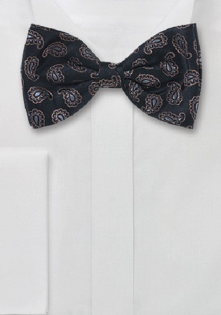 Black Paisley Pattern Bow Tie