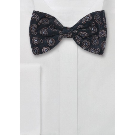 Black Paisley Pattern Bow Tie