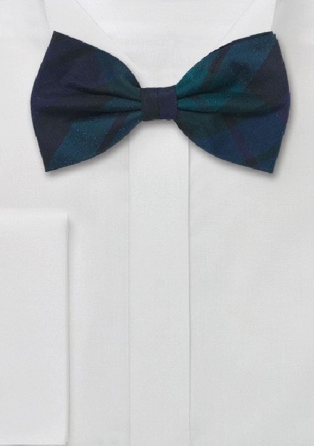 Check Pattern Bow Tie Navy Green