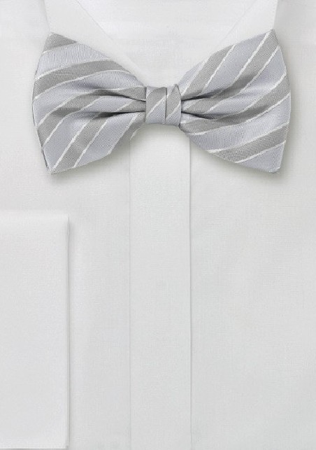 Silver Striped Bow Tie