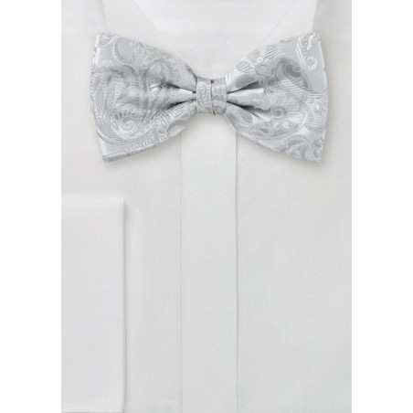 Formal Patterned Silver Bow Tie