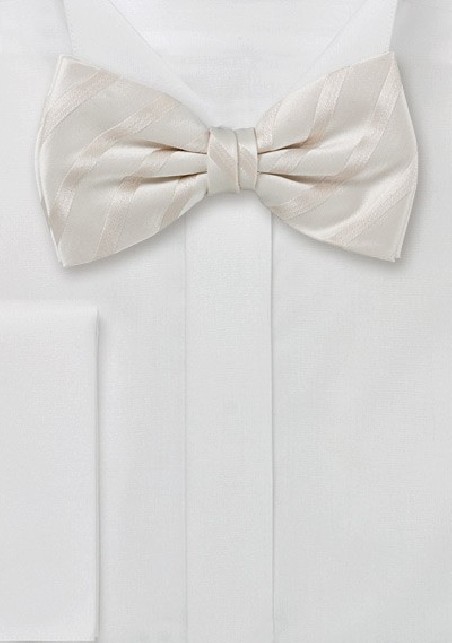Cream Striped Bow Tie