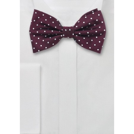 Wine Red Polka Dotted Bow Tie