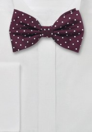 Wine Red Polka Dotted Bow Tie