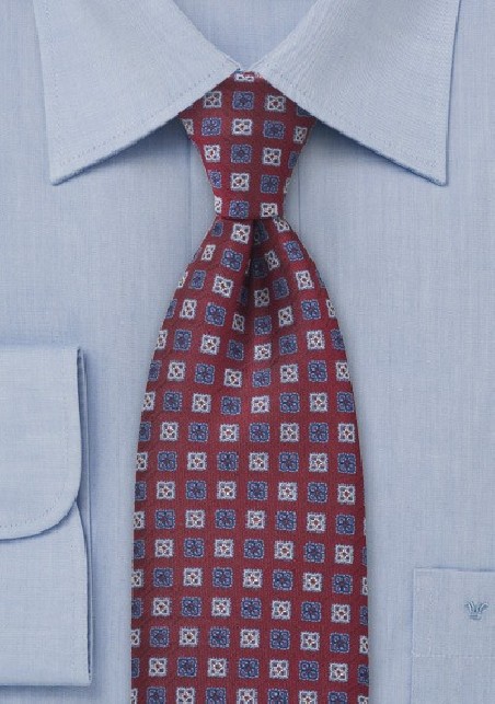 Wine Red and Blue Designer Tie