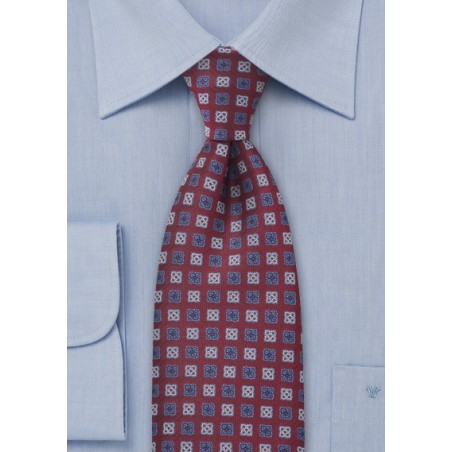 Wine Red and Blue Designer Tie
