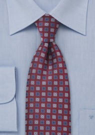 Wine Red and Blue Designer Tie