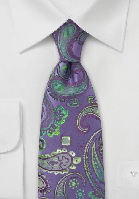 Purple and Green Silk Tie