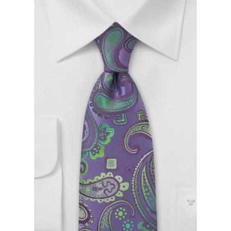 Purple and Green Silk Tie