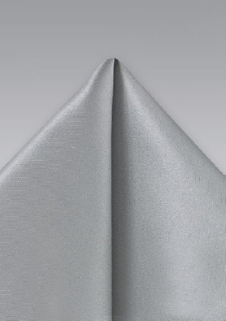 Silver Gray Silk Pocket Square