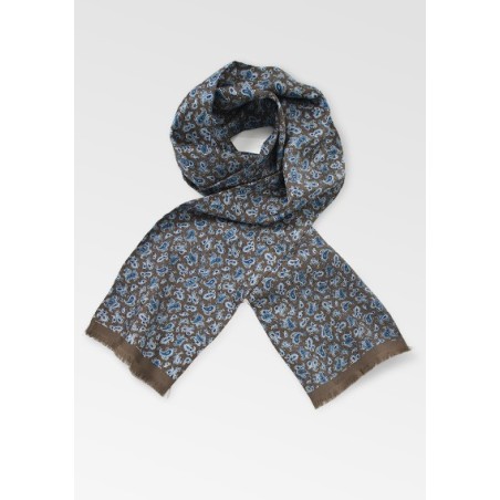 Paisley Scarf in Brown and Blue