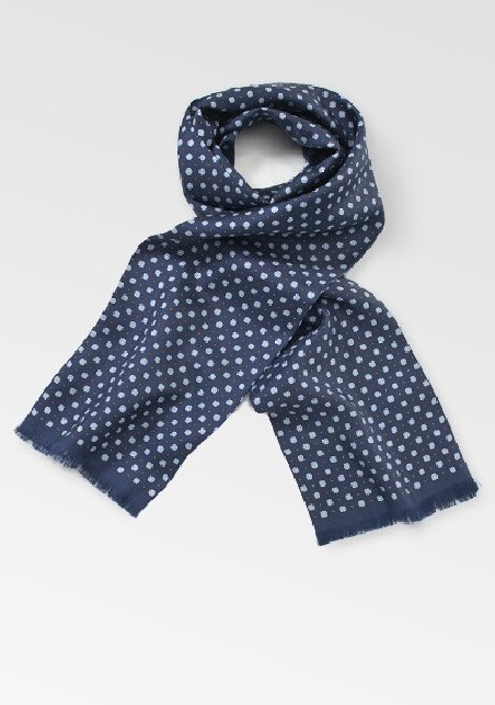 Navy and Light Blue Silk Scarf