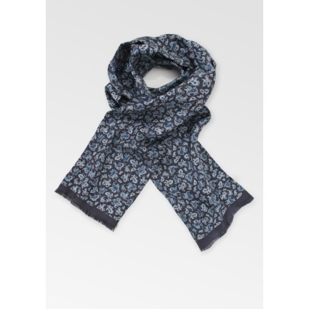 Navy Paisley Silk Scarf