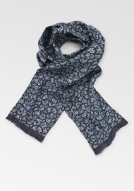 Navy Paisley Silk Scarf