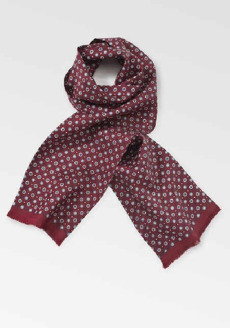 Burgundy and Blue Silk Scarf
