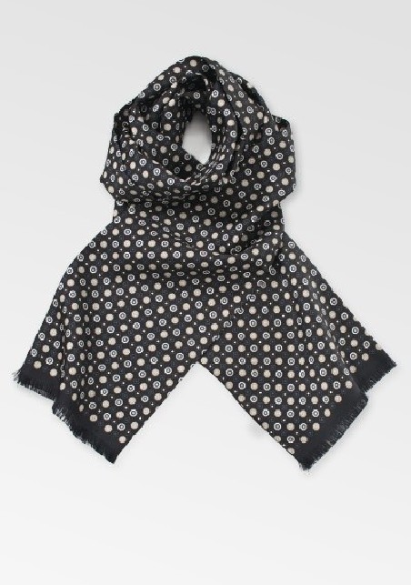 Black Mens Silk Scarf