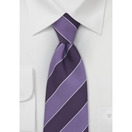 Purple British Striped Silk Tie