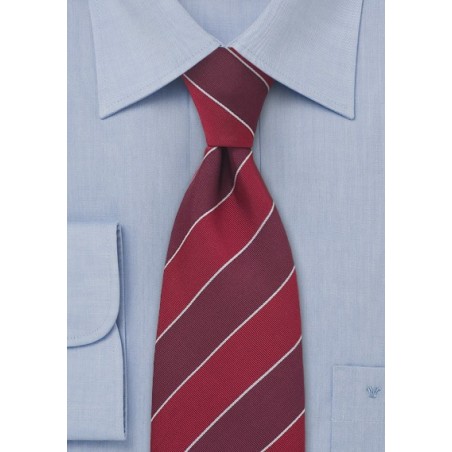 Classic Striped Tie in Cherry and Burgundy