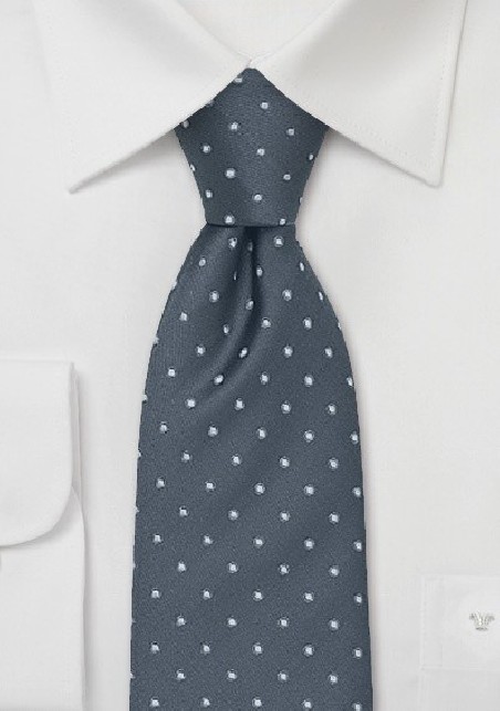 XL Silver-Gray Polka Dot Tie
