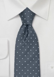 XL Silver-Gray Polka Dot Tie