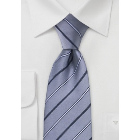 Silver Striped Silk Tie