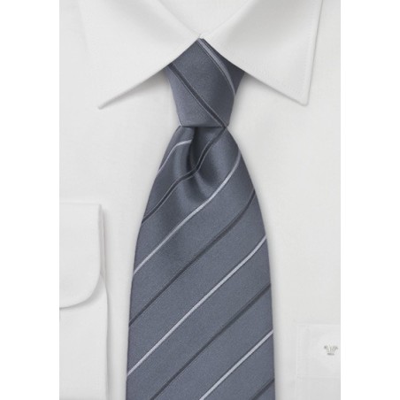 Gray Striped Silk Necktie