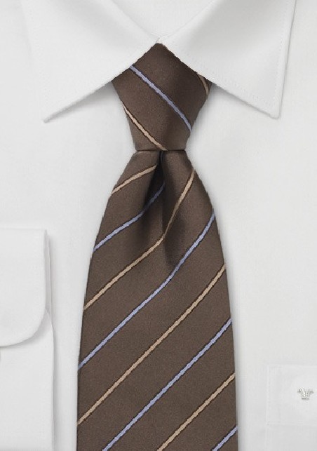 Brown Striped Silk Necktie