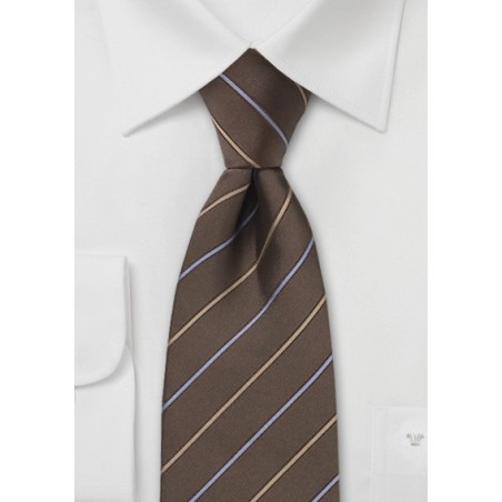 Brown Striped Silk Necktie