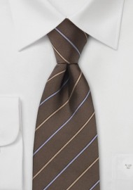 Brown Striped Silk Necktie