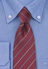 Crimson Red Striped Silk Tie