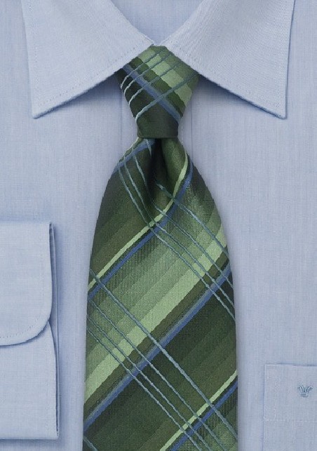 Green and Blue Checkered Necktie