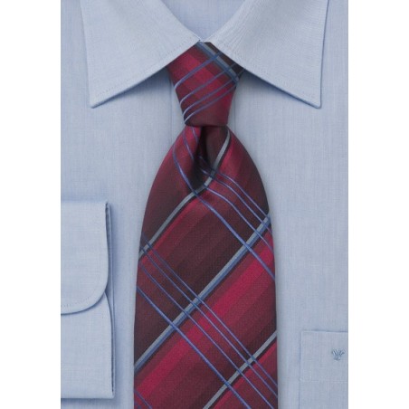 Dark Red Checkered Necktie