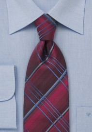 Dark Red Checkered Necktie